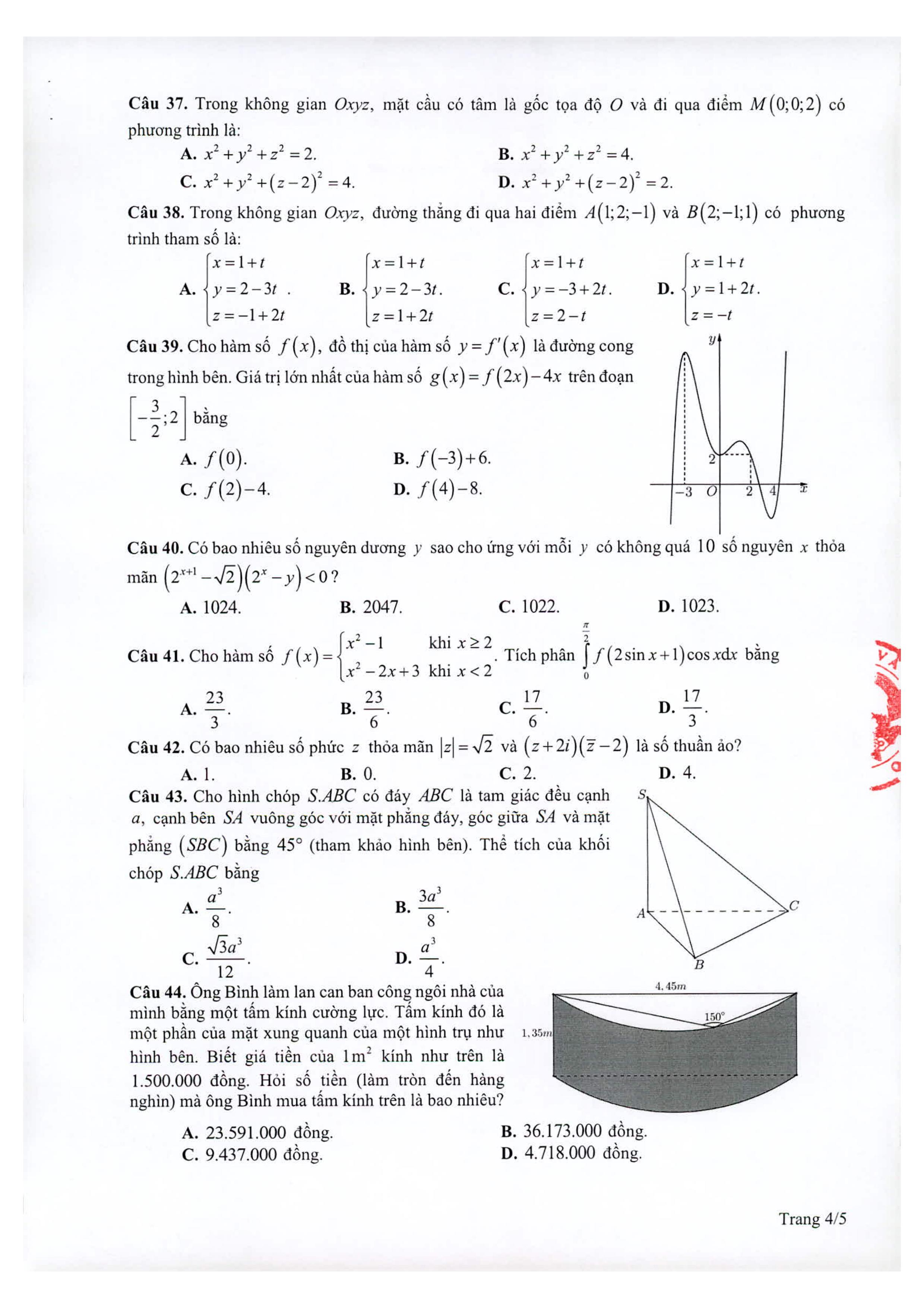 Đề minh họa tốt nghiệp thpt 2021